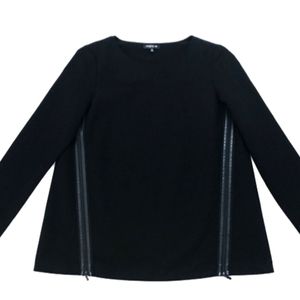 LaFayette 148 New York black l/s double side zip top sz Lg